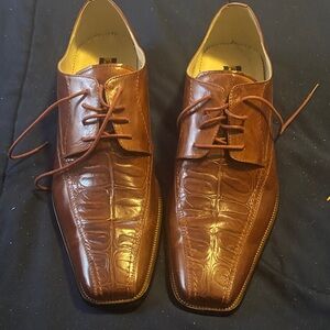 Stacy Adams Brown Crocodile Pattern Oxfords